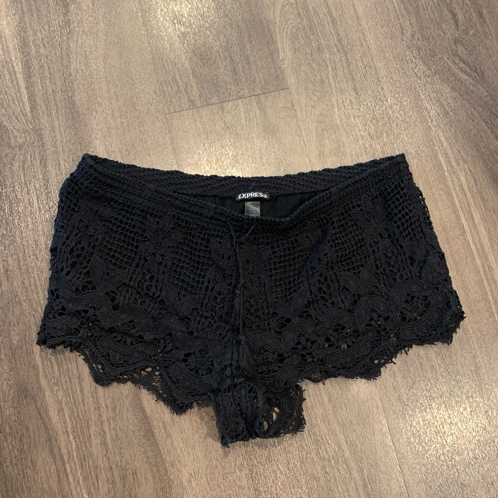 Express - Black Lace Shorts with Tie